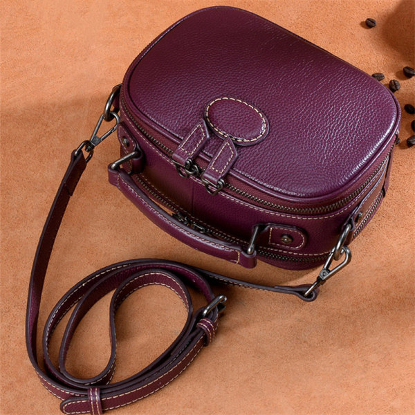 Highend New Fashion Purple 100% Genuine Leather Small Women Messenger Bags For Girl Handbag Female Shoulder Bag M10105