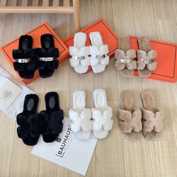 Men's and women's winter fur slippers