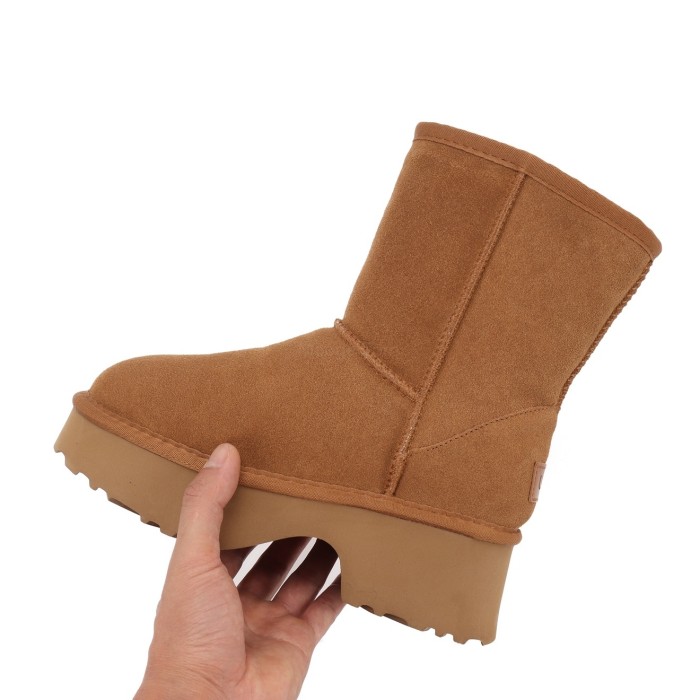 Men's and women's thick soled winter fur shoes