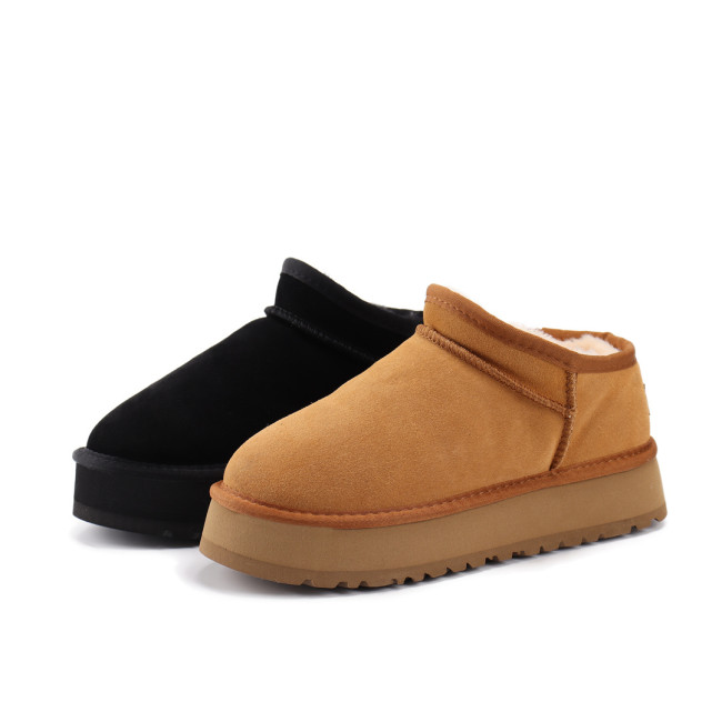 Men's and women's thick soled winter fur shoes