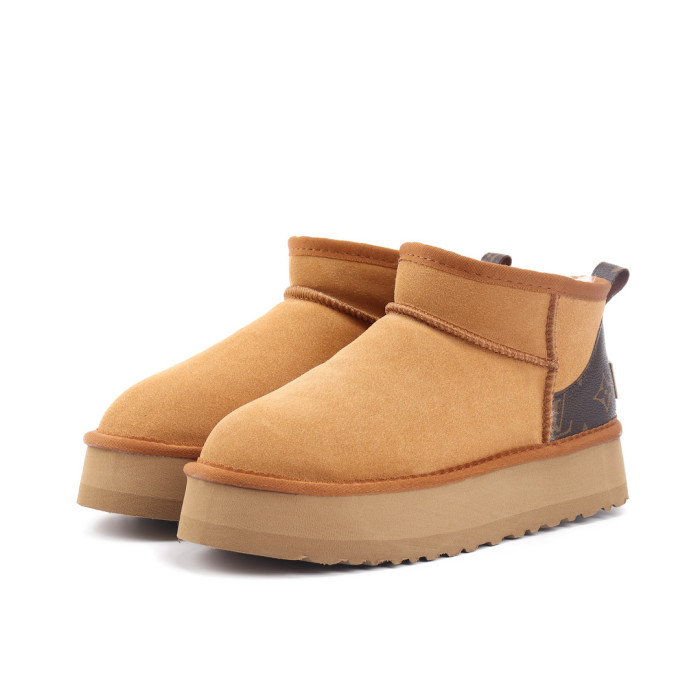 Men's and women's thick soled winter fur shoes