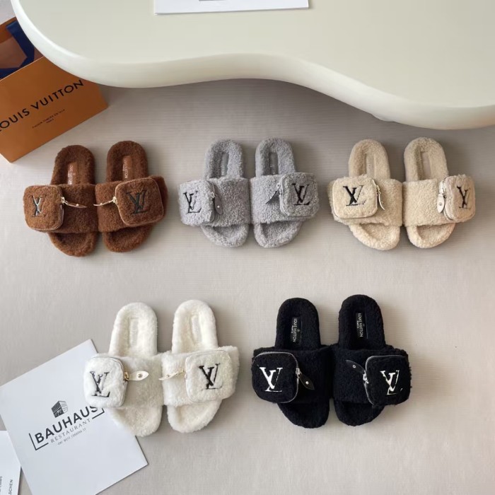 Men's and women's winter fur slippers