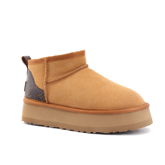 Men's and women's thick soled winter fur shoes