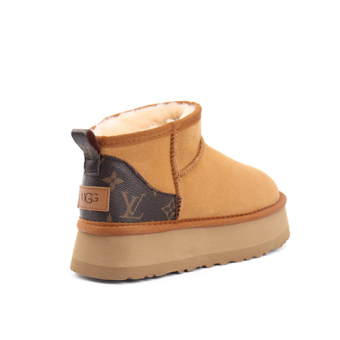 Men's and women's thick soled winter fur shoes