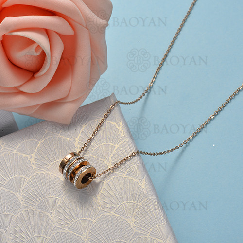 collar de color oro rosado en acero inoxidable -SSNEG175-15885