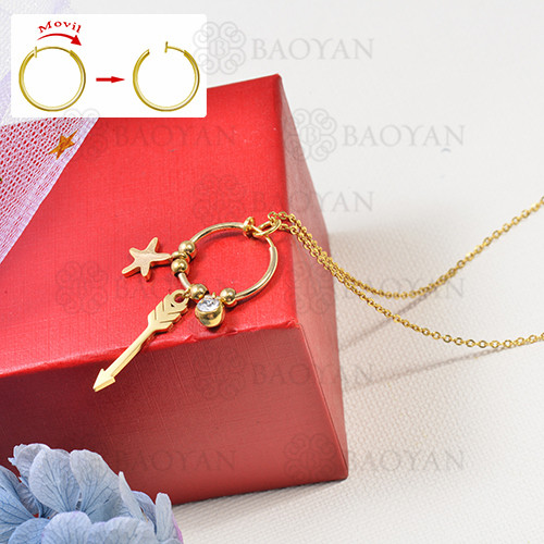 collar de charms DIY en acero inoxidable -SSNEG142-16257