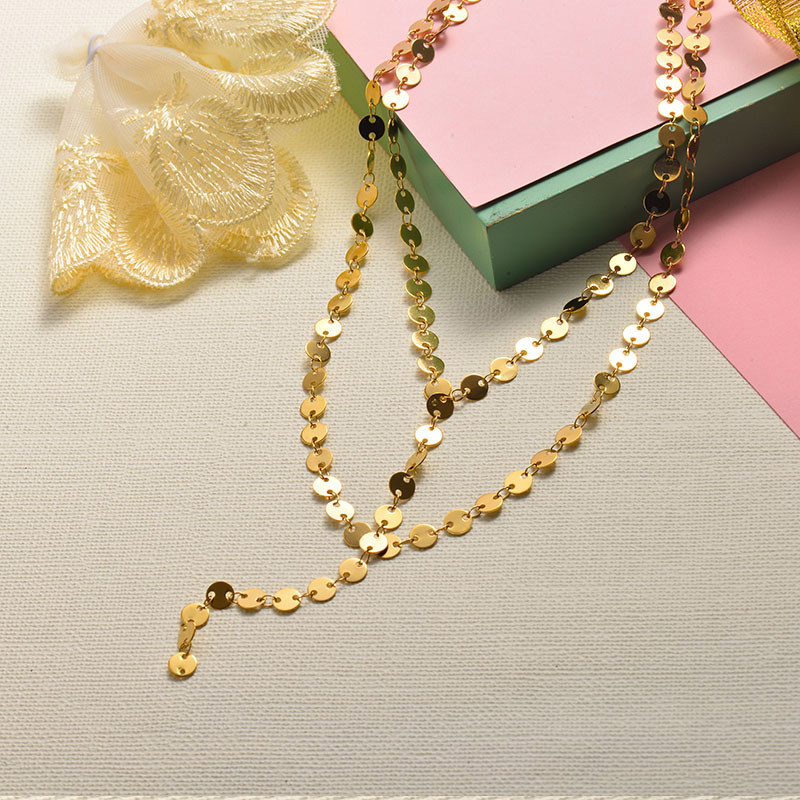 Stainless Steel Choker Multilayered Necklace -SSNEG143-15924-G