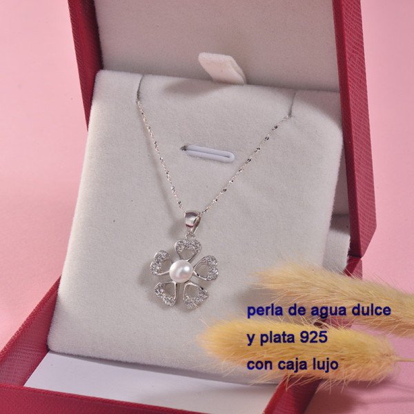Collar de plata con perla agua de dulce natural-PLNEG197-22932