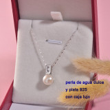 Collar de plata con perla agua de dulce natural-PLNEG197-22927