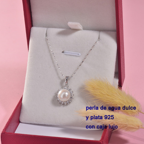 Collar de plata con perla agua de dulce natural-PLNEG197-22925