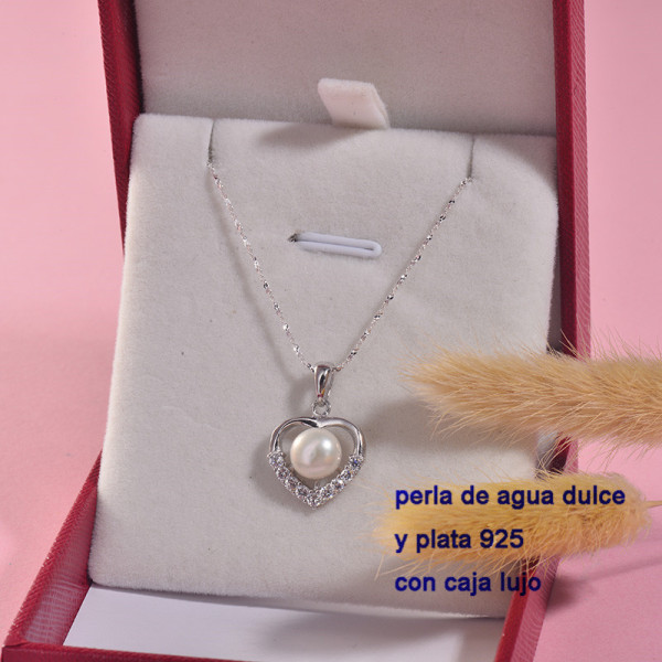 Collar de plata con perla agua de dulce natural-PLNEG197-22926
