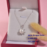 Collar de plata con perla agua de dulce natural-PLNEG197-22924