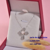 Collar de plata con perla agua de dulce natural-PLNEG197-22931