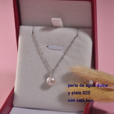 Collar de plata con perla agua de dulce natural-PLNEG197-22929