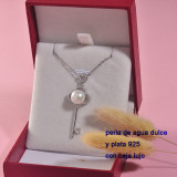 Collar de plata con perla agua de dulce natural-PLNEG197-22930