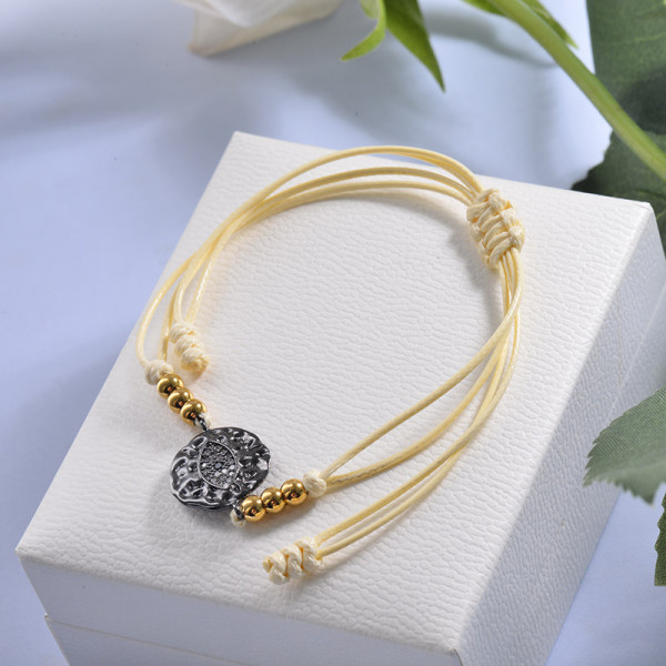 Pulsera de Laton con Hilo para Mujer -SSBTG142-23712