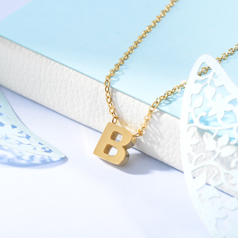 Collares de Inicial Letra en Acero Inoxidable -SSNEG143-24626