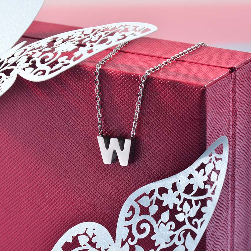 Collares de Inicial Letra en Acero Inoxidable -SSNEG143-24664