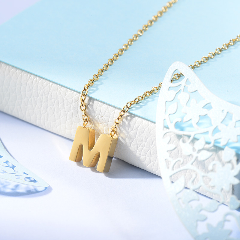 Collares de Inicial Letra en Acero Inoxidable -SSNEG143-24637
