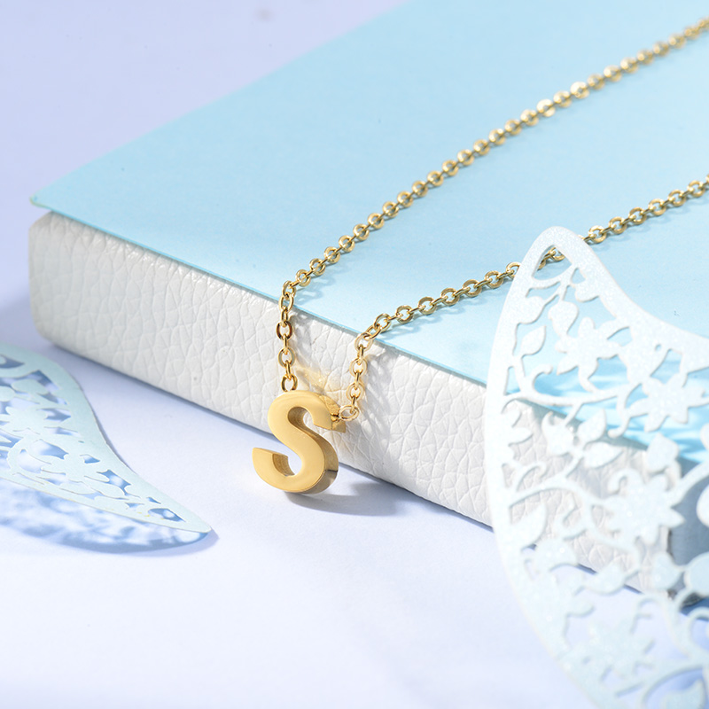 Collares de Inicial Letra en Acero Inoxidable -SSNEG143-24641