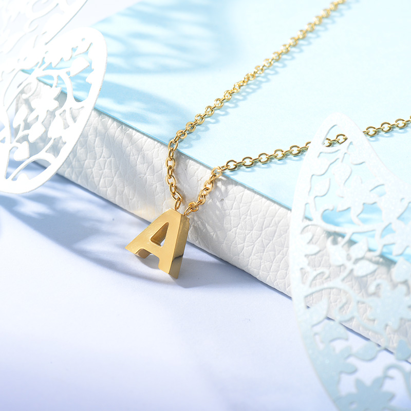 Collares de Inicial Letra en Acero Inoxidable -SSNEG143-24625
