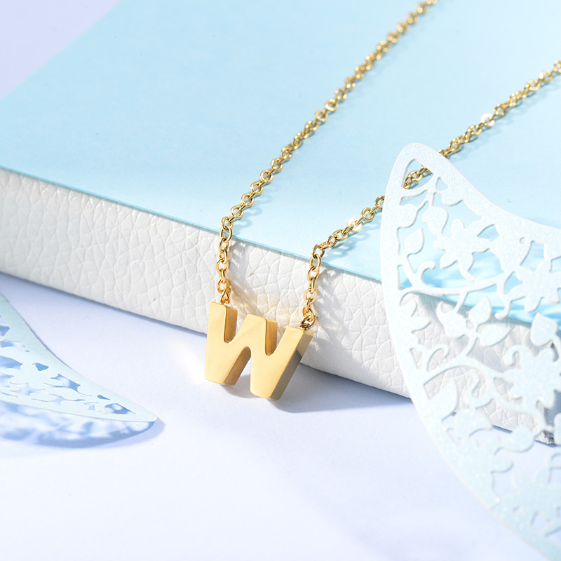 Collares de Inicial Letra en Acero Inoxidable -SSNEG143-24644