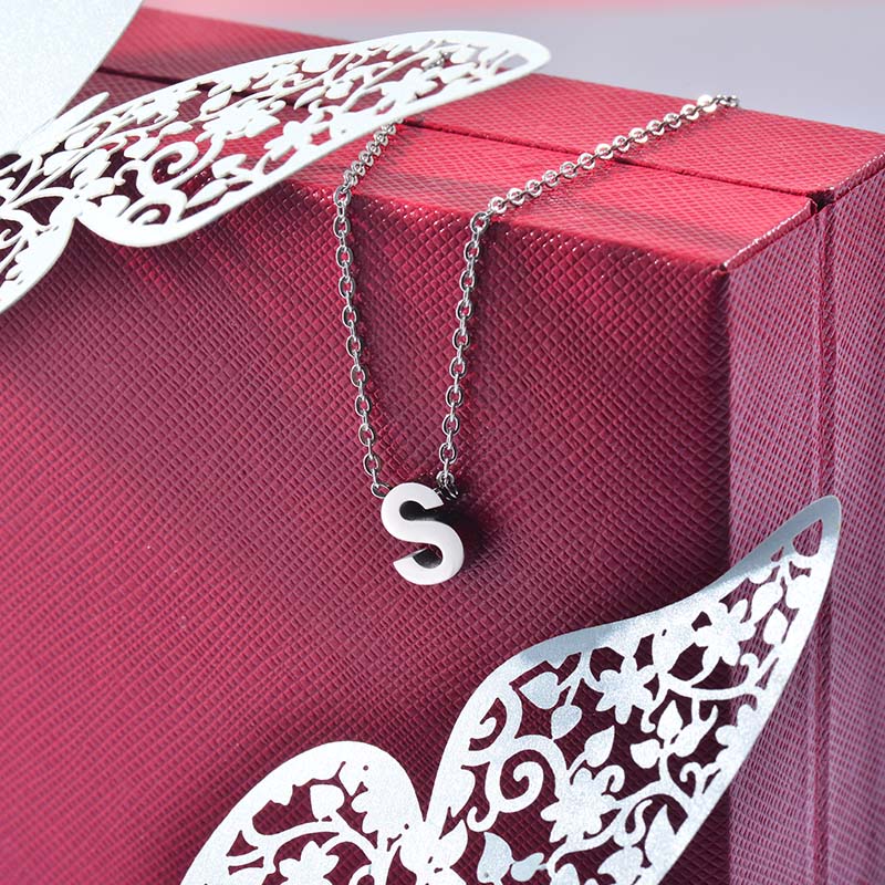 Collares de Inicial Letra en Acero Inoxidable -SSNEG143-24661