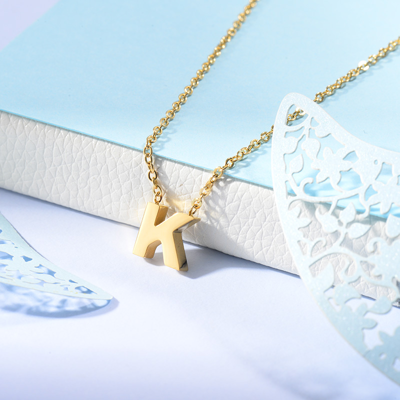 Collares de Inicial Letra en Acero Inoxidable -SSNEG143-24635