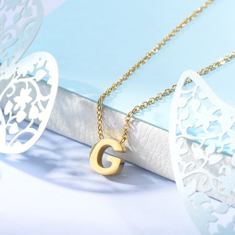 Collares de Inicial Letra en Acero Inoxidable -SSNEG143-24631