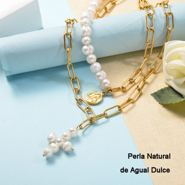 Collares de Perla Agua Dulce -SSNEG142-24702