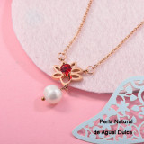 Collares con perla Natural en acero inoxidable -SSNEG143-12523