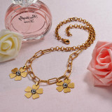 18K Gold Plated Flower Statement Necklace