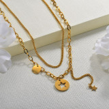 18K Gold Plated Double Layered Star Necklace for Ladies