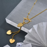 Ins 18K Gold Plated Tassel Heart Necklace