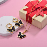 Wholesale Stainless Steel Butterfly Necklace Sets with Earirng Jewelry Sets