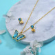 Stainless Steel Crystal Butterfly Necklace Earring Jewelry Sets