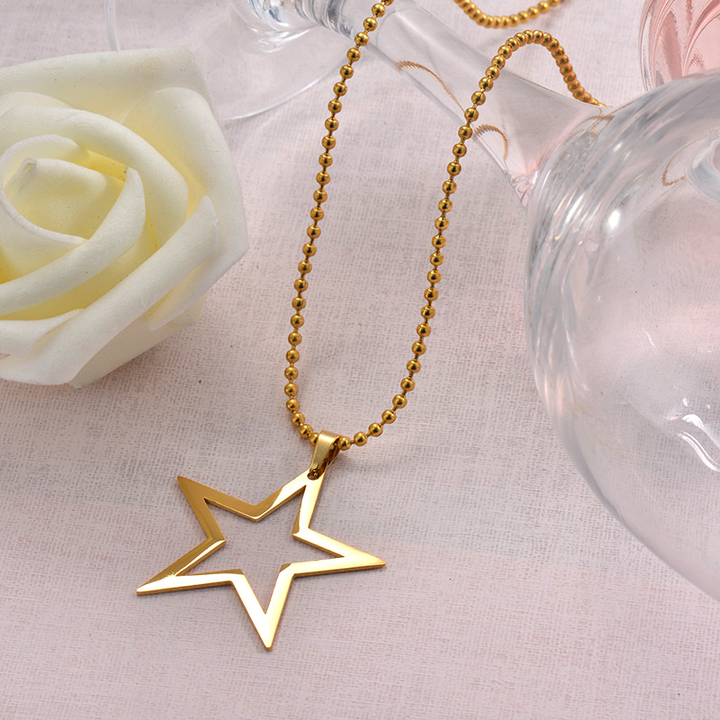 Wholesale Stainless Steel Statement Star Pendant Necklace