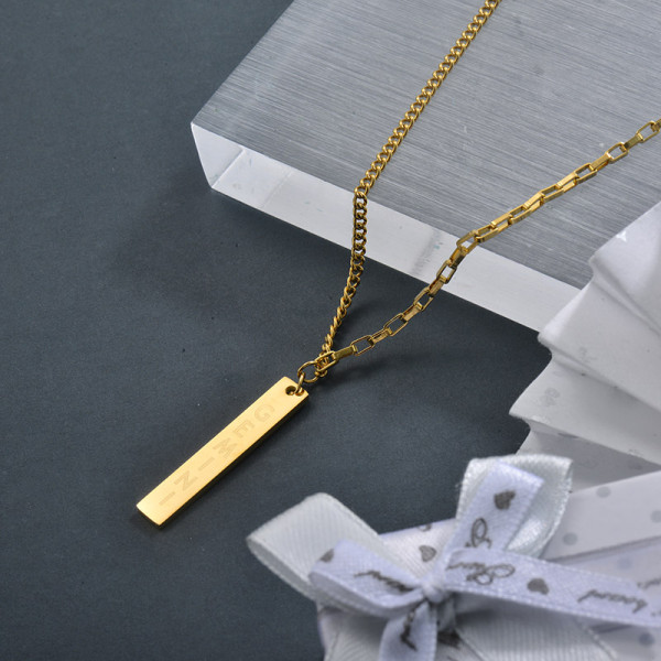 Wholesale Stainless Steel Rectangle Dainty Necklace