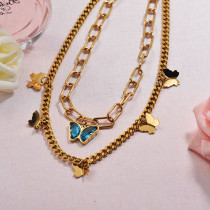 Chunky Crystal Butterfly Necklace Layered