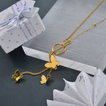 18K Gold Plated Ladies' Wholesale Butterfly Necklace with Tassel