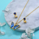 Stainless Steel Crystal Butterfly Necklace Earring Jewelry Sets