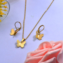 Wholesale Stainless Steel Butterfly Necklace Sets with Earirng Jewelry Sets