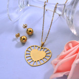 Wholesale Stainless Steel Heart Necklace Sets with Earirng Jewelry Sets