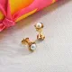 Simple Flower Pearl Stud Earring in 18k Gold Plated