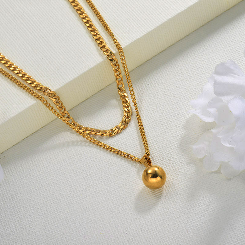18K Gold Plated Double Layered Necklace for Ladies