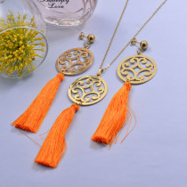 Wholesale Stainless Steel Tassel Necklace Sets with Earirng Jewelry Sets