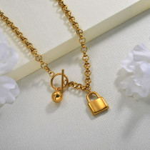 18K Gold Plated Chic Lock Necklace for Ladies