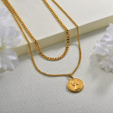 18K Gold Plated Double Layered Coin Necklace for Ladies