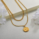 18K Gold Plated Double Layered Coin Necklace for Ladies