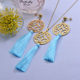 Wholesale Stainless Steel Tassel Necklace Sets with Earirng Jewelry Sets